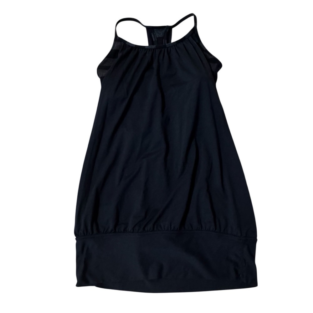 Lululemon black & gray tank top with attached sports bra, razor back, size 4.